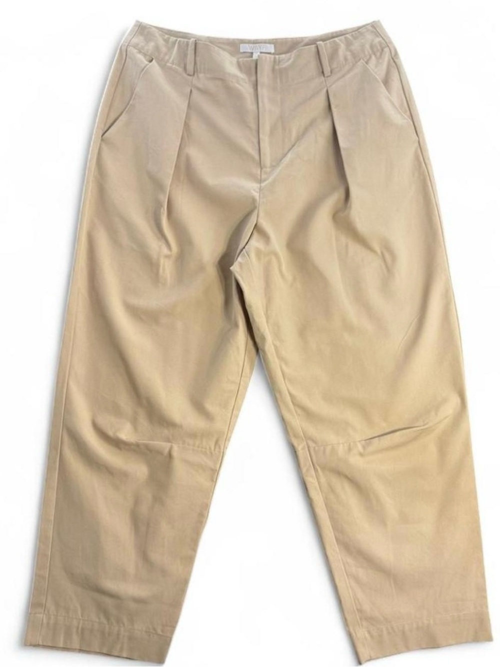 WAYF Otto Pleated Wide Leg Trousers Khaki Tan Womens Size XL NEW